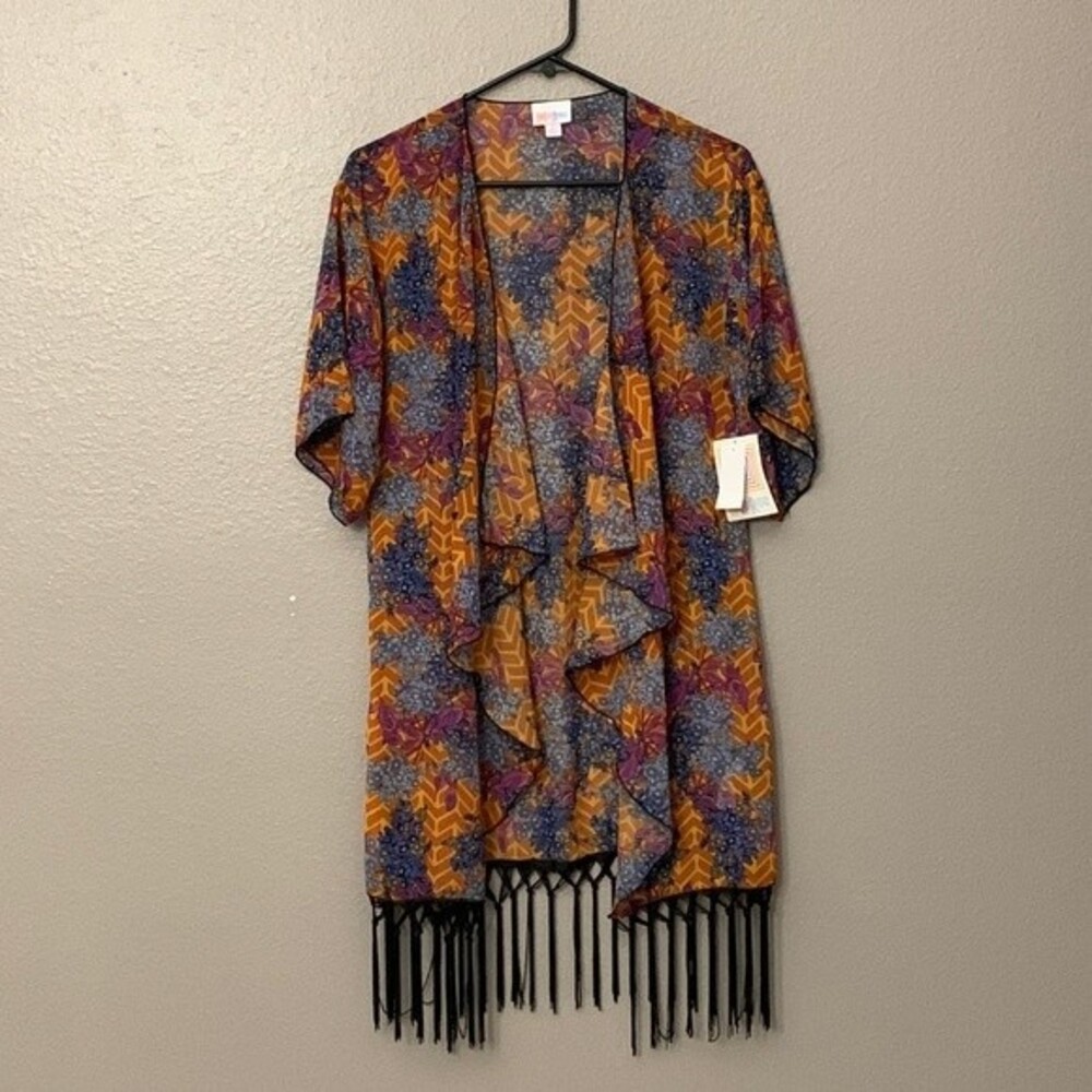 LuLaRoe Monroe fringed kimono NWT Small Multicolor floral
